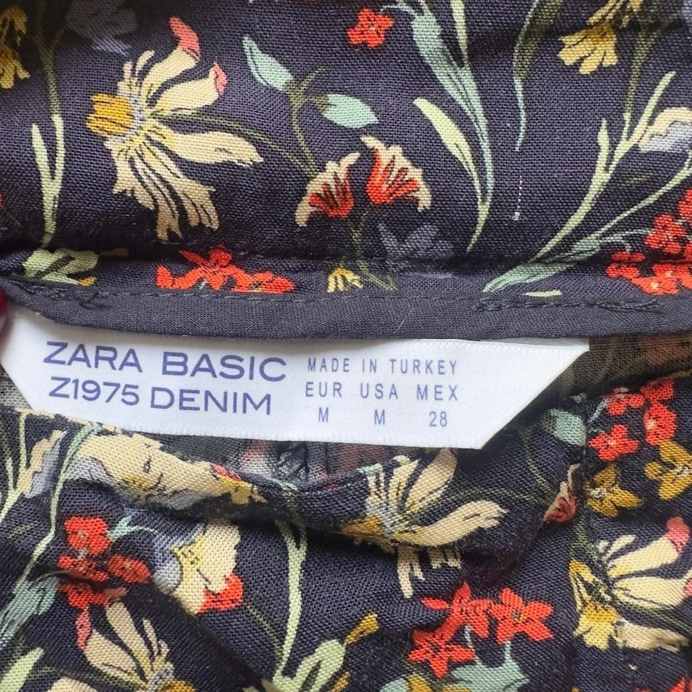 Zara Skort Skirt Short Front Knot Skirt Floral Knee Open Front Women's M Floral